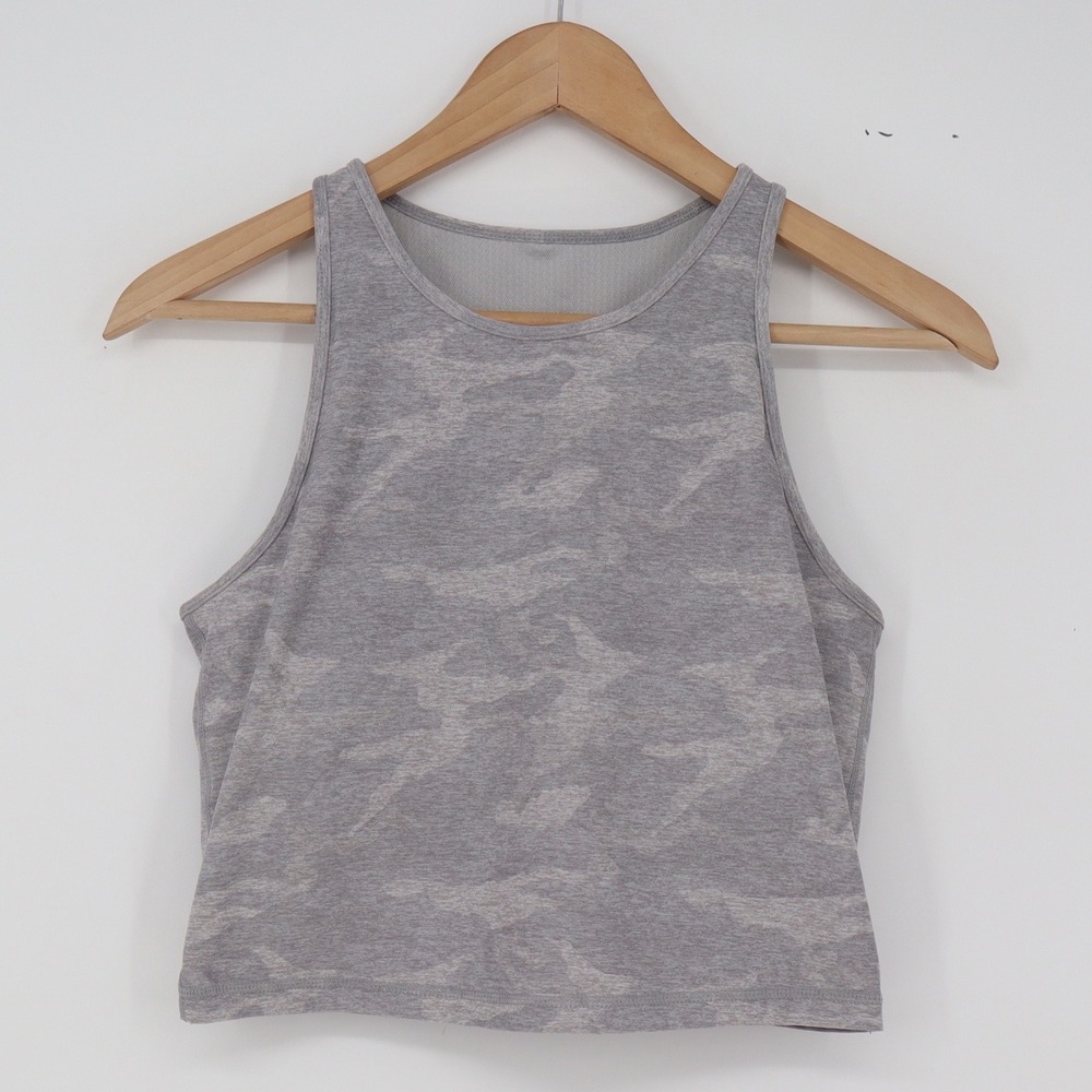 Vuori Tank Top Womens S Cropped High Neck Grey Camo Racerback Excellent